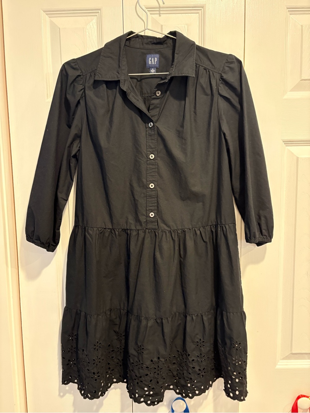 GAP Black Tiered Eyelet Hem  Dress